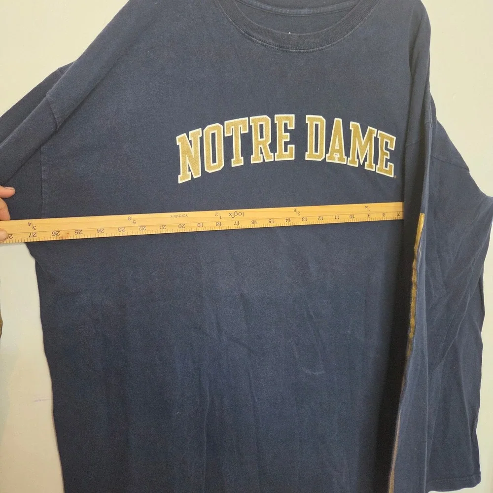 Adidas Notre Dame Fighting Irish Long Sleeve T-Shirt Mens 2XL Navy Blue Graphic‎